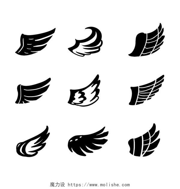 飞翔简笔画翅膀翅膀元素纹身标志PNG素材
